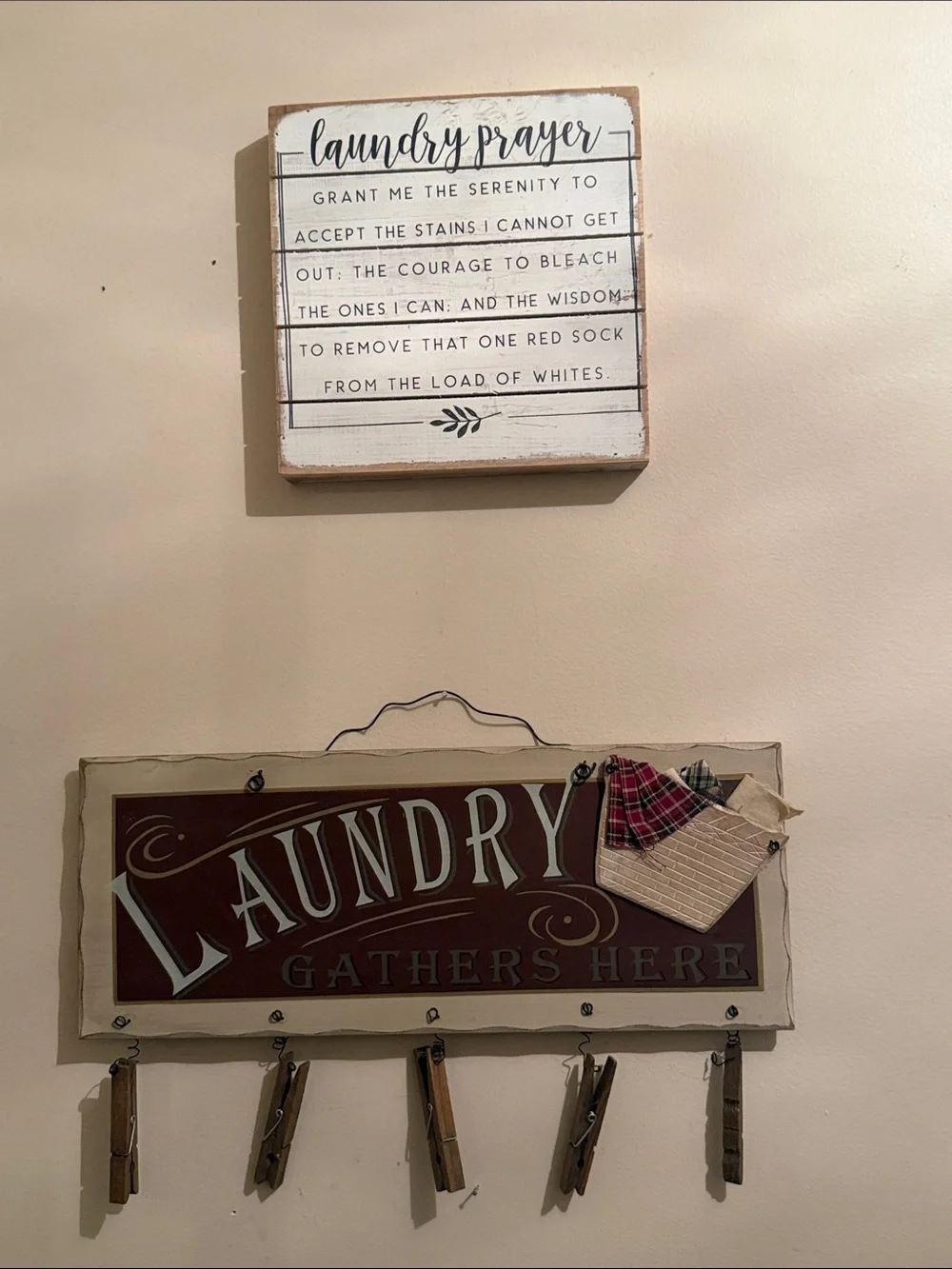 Laundry Wall Sign Decor in Cream and Brown - Unbranded